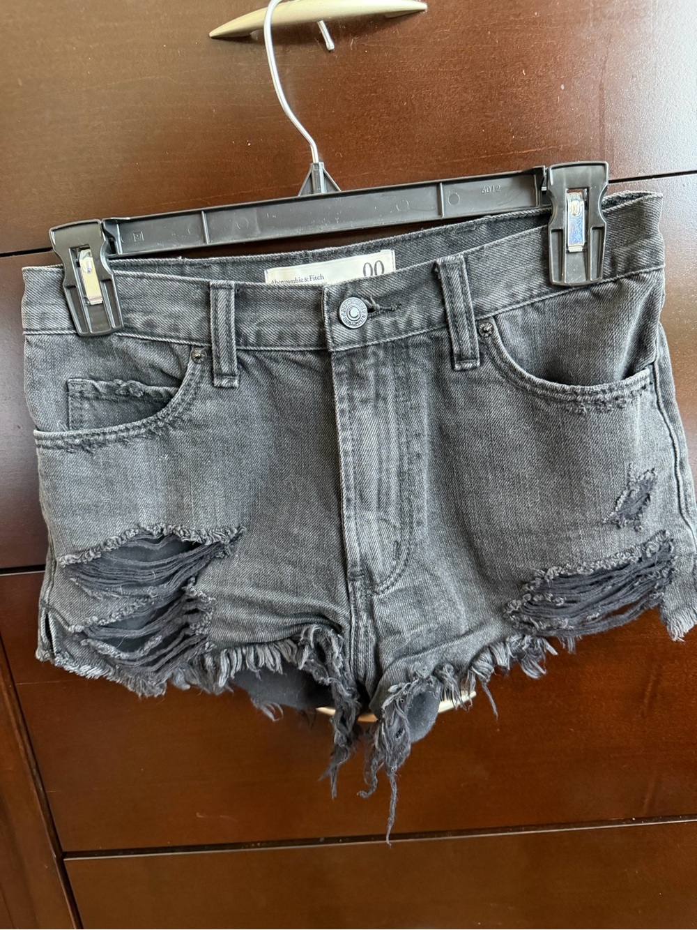 Abercrombie & Fitch Black Distressed Cutoff Jean Shorts